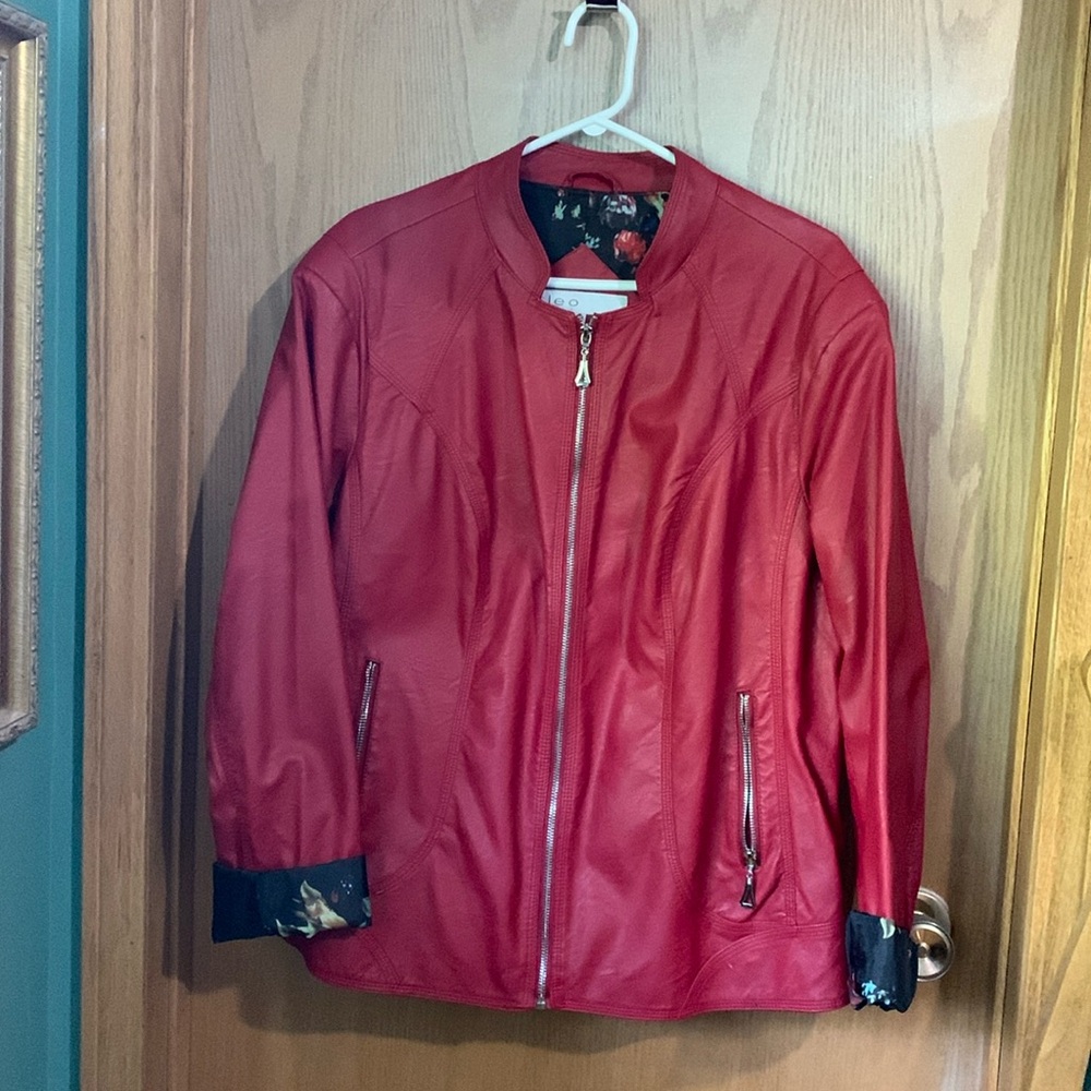 Rayon and pleather jacket - with black floral lining